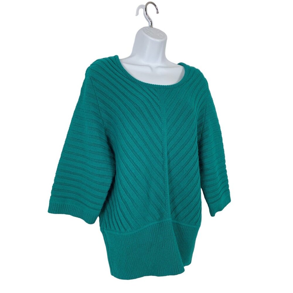 Ana A New Approach Womens Ribbed Knit Sweater Teal Size Large - Picture 3 of 11
